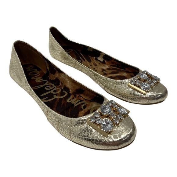 Sam Edelman Women's Caper Ballet Flat, Light Gold Boa Print size 10 M - Picture 4 of 9